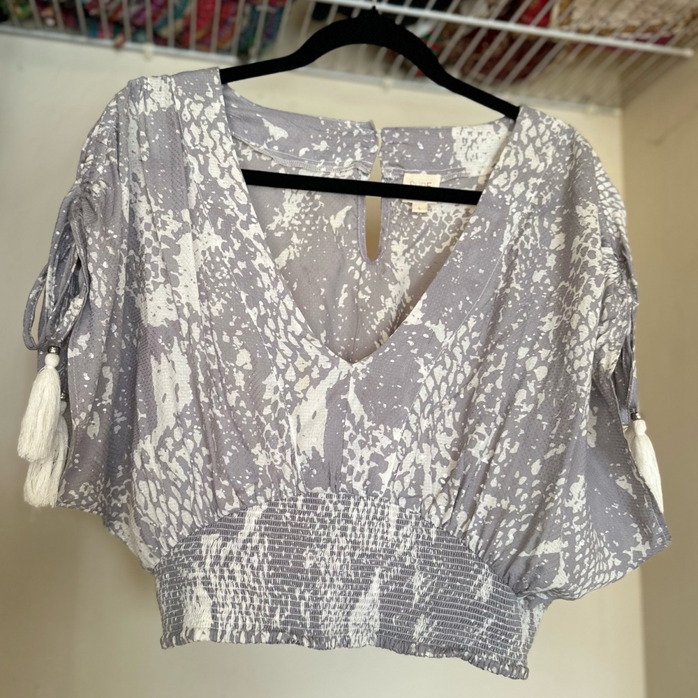 Boho-Chic Printed Crop Top with Tassel Details